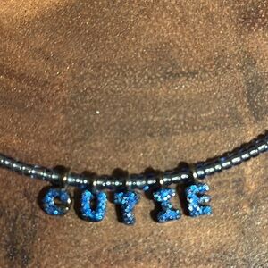 Sterling silver and blue beaded cutie choker